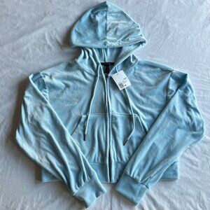 Forever 21 Light Blue Velour Full Zip Cropped Jacket - Women's Medium - NEW